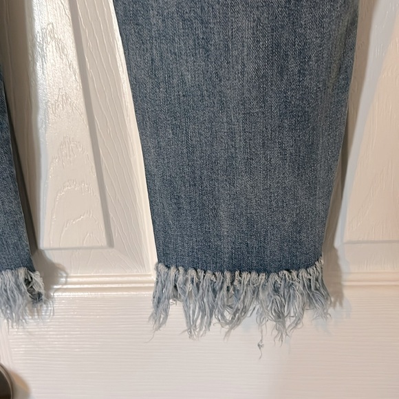 One 5 One Denim Jean Flower Embroidery and fringe at hem - Picture 9 of 11